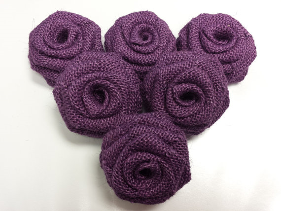 Dozen Burlap Flowers-Purple